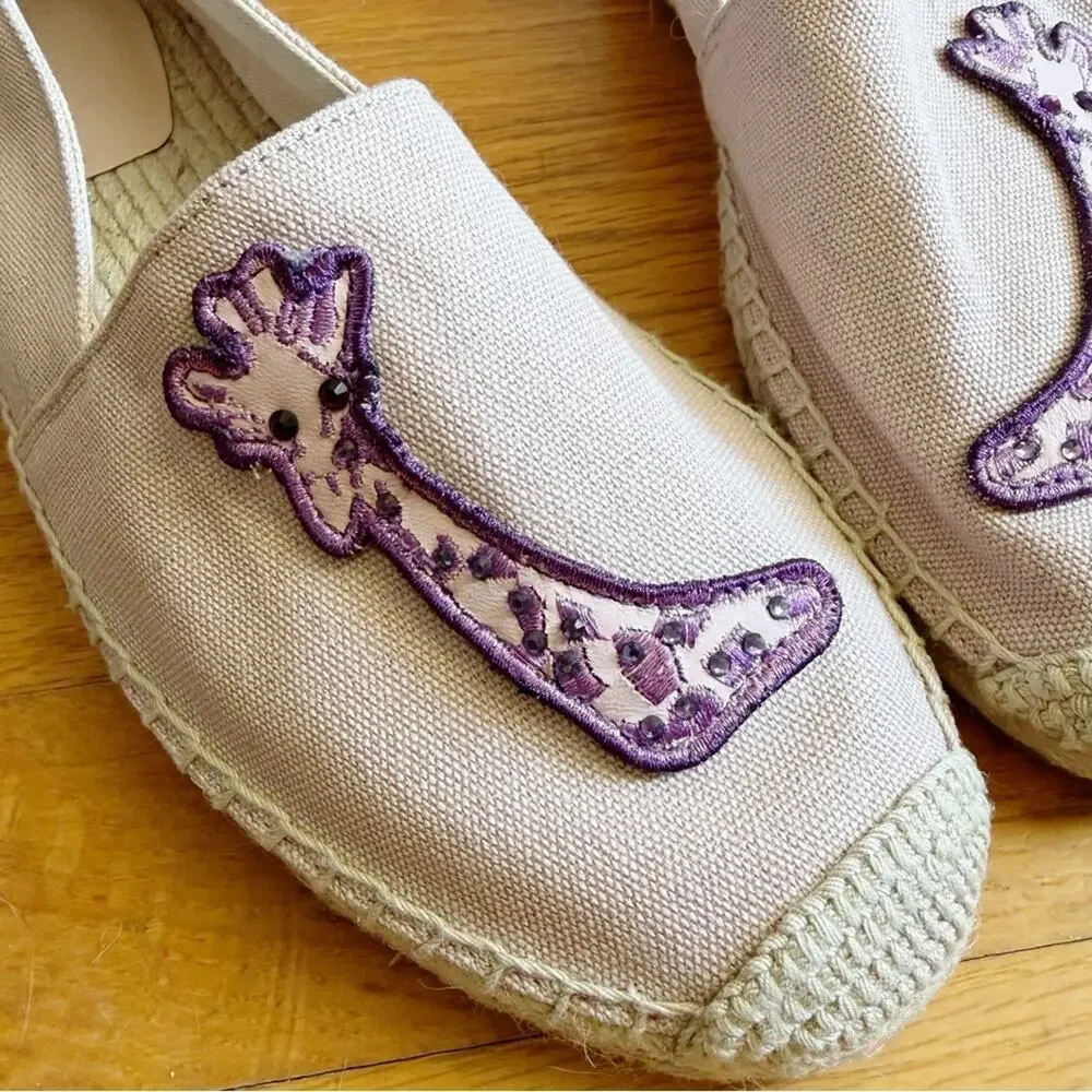 Kate Spade | Garden Giraffe Espadrilles Canvas Shoes Preppy Purple Pink Size 8.5